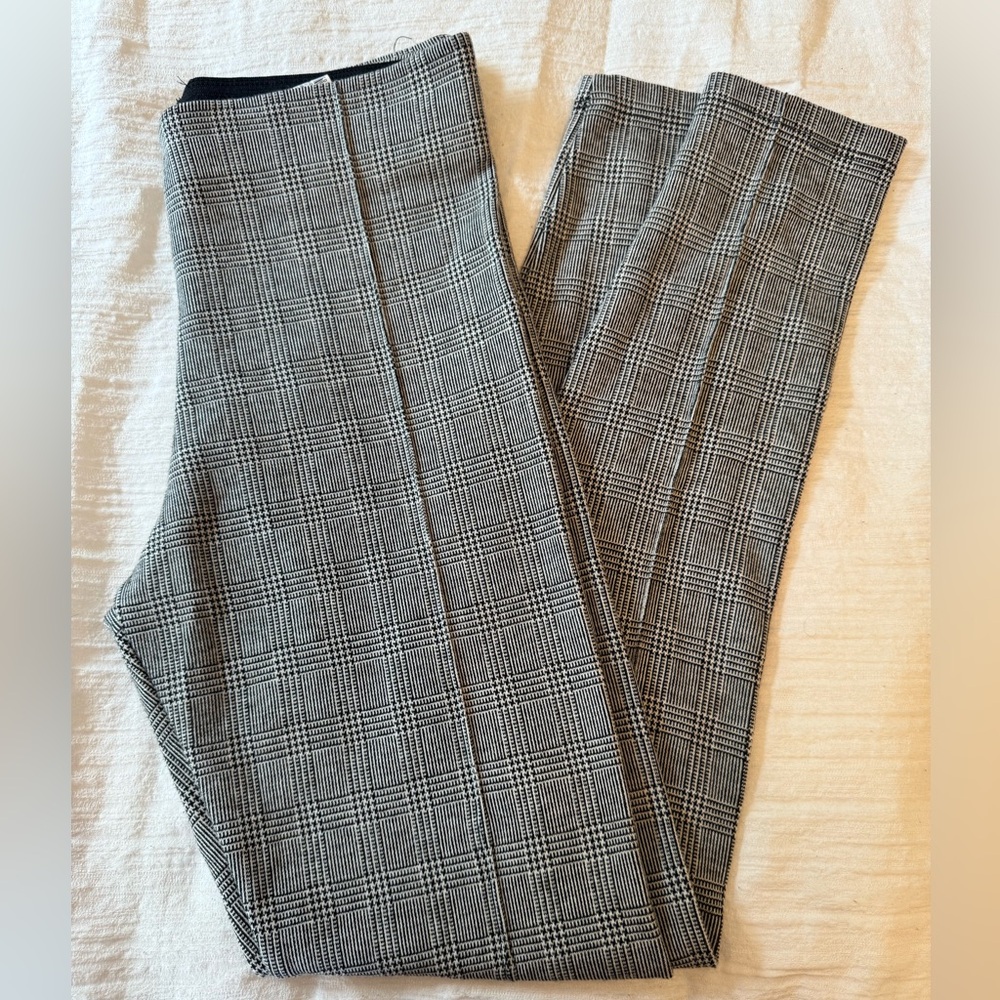 Zara pleated, printed skinny work pants